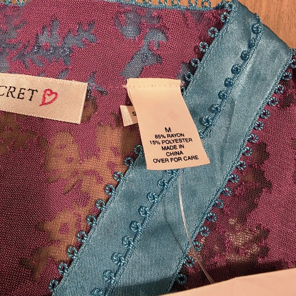 NWT Victoria’s Secret Sheer Floral Cardigan Purple Blue Trim Lightweight Size M - Picture 4 of 12
